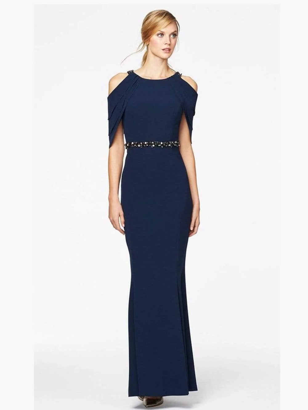 ALEXANDER BY Daymor 🔥 Elegant Navy Beaded Waist Gown - Women Dresses